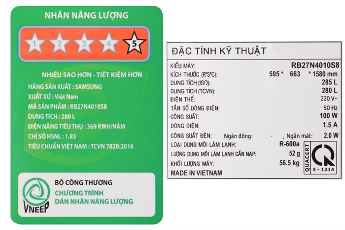 Tủ Lạnh Samsung Inverter 280 Lít RB27N4010S8/SV